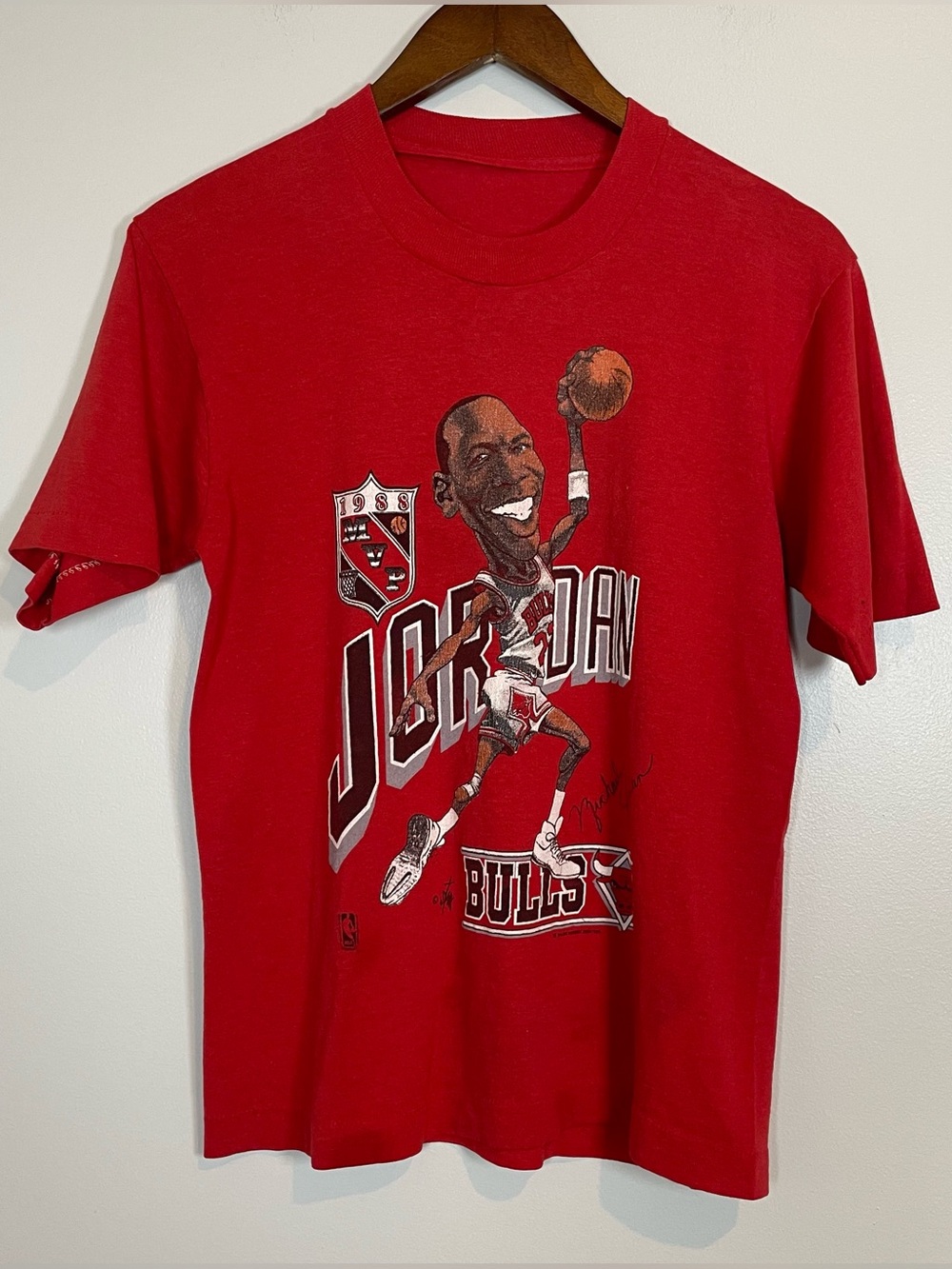 Vintage 80s Red Michael Jordan Chicago Bulls Single Stitch Graphic T-shirt